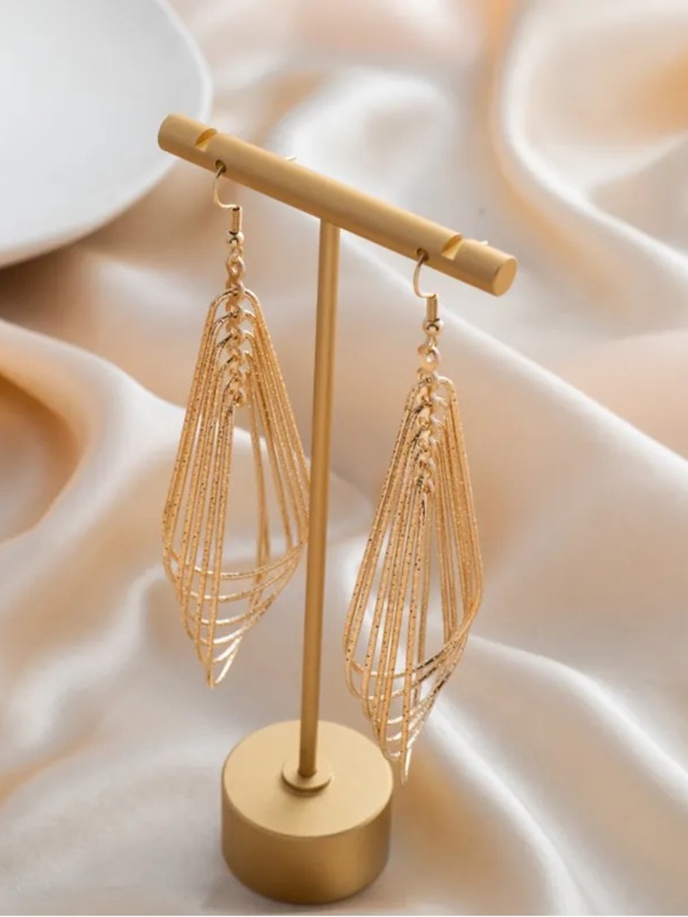 Fashion Jewelry Gold Layered Teardrop Dangle Earrings